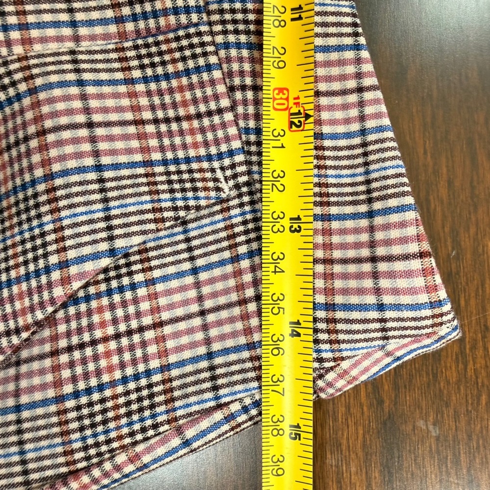 Maeve Avery Pleated Wide Leg Trousers Plaid High Rise Pants Mauve Blue US 6 - Picture 9 of 14